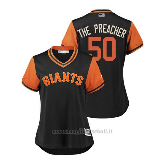 Maglia Baseball Donna San Francisco Giants Ty Blach 2018 Llws Players Weekend The Preacher Nero
